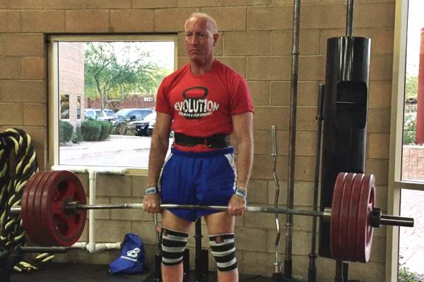 Charles deadlifting 405 for reps