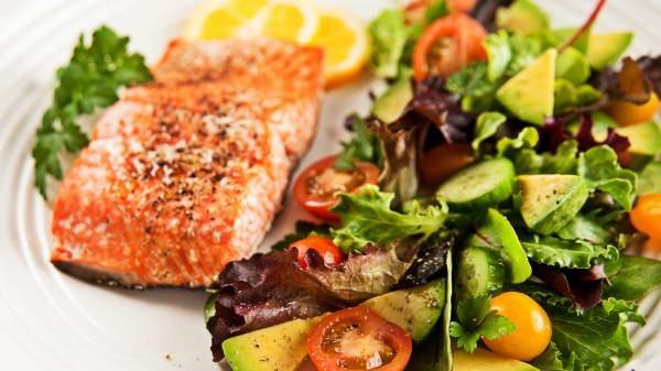 salmon and salad