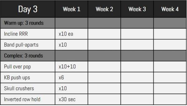 workout day 3 chart