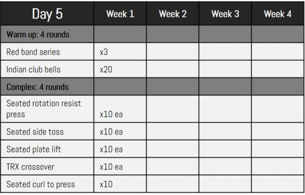 workout day 5 chart