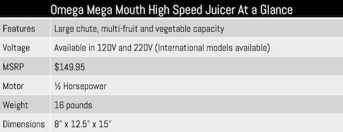 Omega Juicer At a Glance