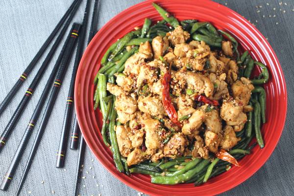 Sichuan Chicken and Fried Green Beans