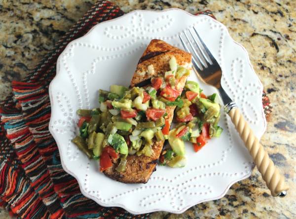 Cajun Salmon with Cactus Salsa