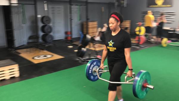 Cassandra during a Warrior Body workout.