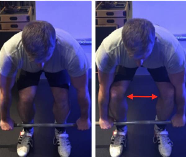 Deadlift knee position.