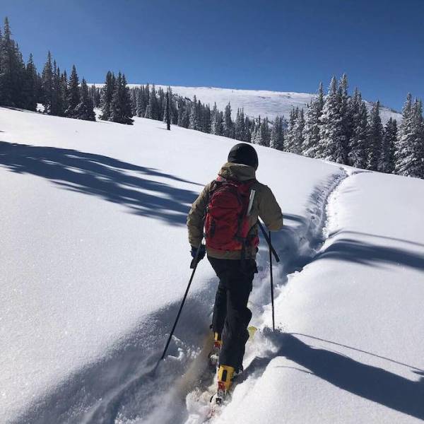 Author skiing.