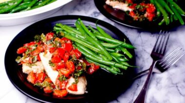walleye and kale with green beans
