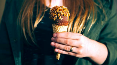 woman holding ice cream