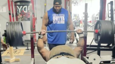 Julius Maddox amidst a new 700-pound, four-rep PR