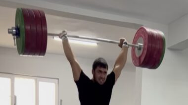 Akbar Djuraev unofficial 245KG clean & jerk record May 2022