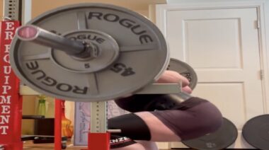 Shelly Stetner completes a 235-pound squat triple -- May 2022