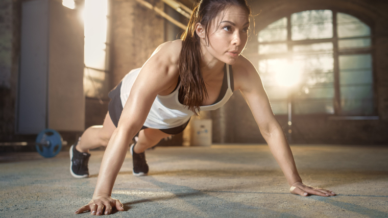 Woman performing push-ups