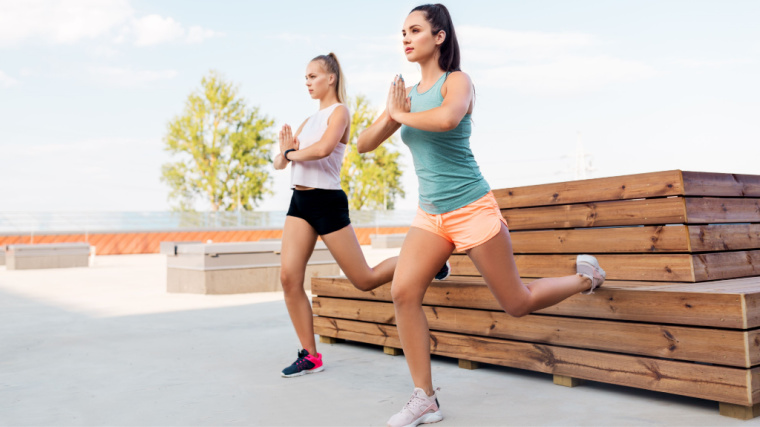 two people exercising outdoors