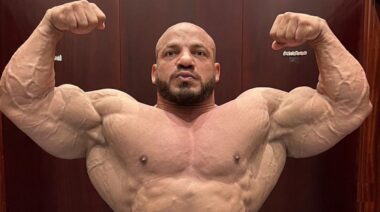 Bodybuilding 'Big Ramy' Mamdouh Elssbiay flexing arms