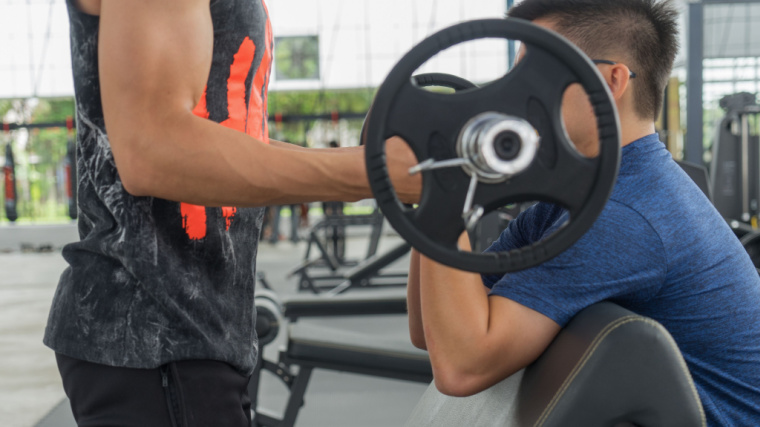 training partners curling barbell