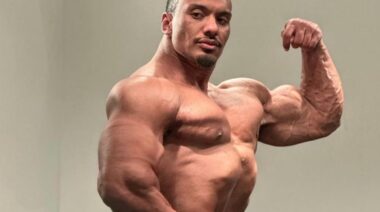 Bodybuilder and Strongman Larry Wheels posing