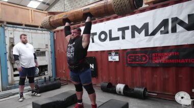 Strongman competitors Tom and Luke Stoltman training