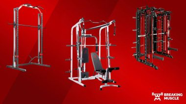 Featured image for Pulse Beat Fit with three Smith machines on a red background
